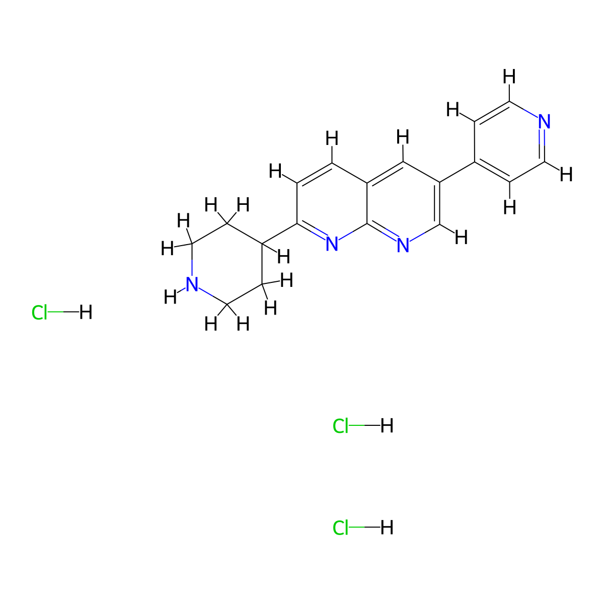 2-(Piperidin-4-yl)-6-(pyridin-4-yl)-1,8-naphthyridine trihydrochloride molecular structure, CAS 2742031-08-7