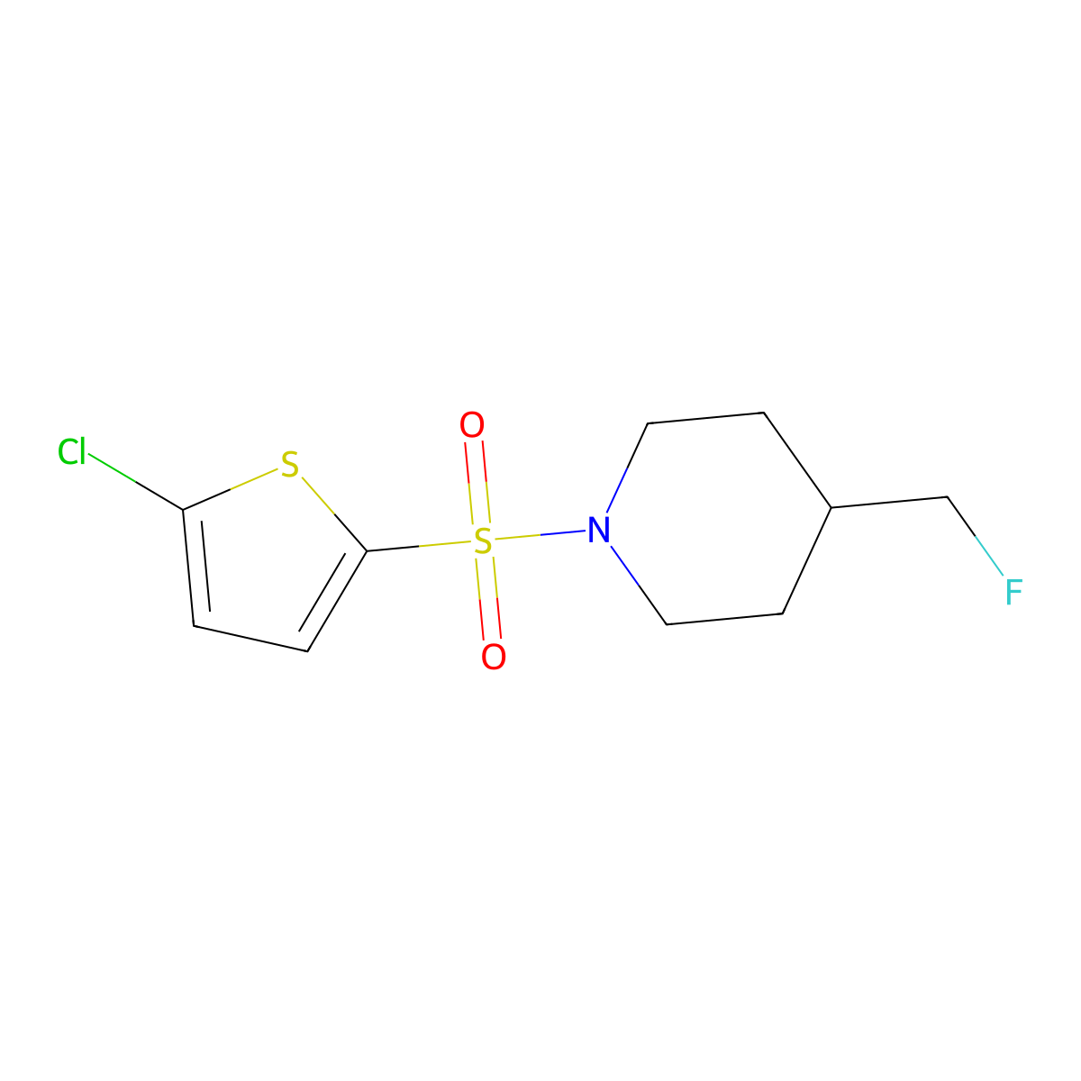 1-[(5-Chlorothiophen-2-yl)sulfonyl]-4-(fluoromethyl)piperidine molecular structure, CAS 2742031-11-2