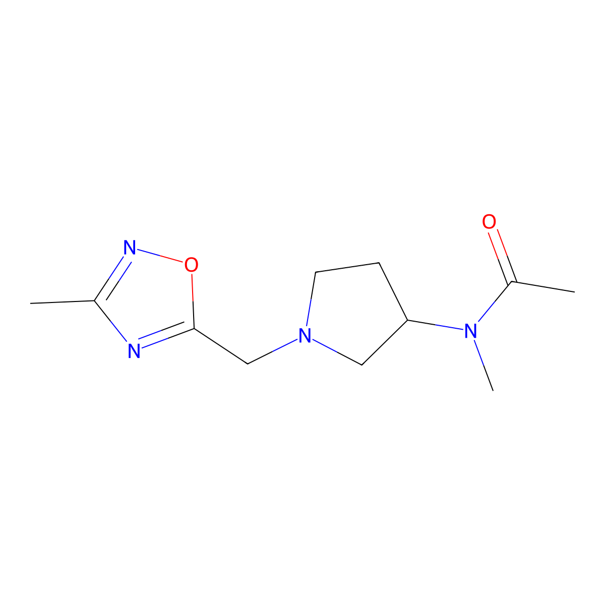 N-methyl-N-{1-[(3-methyl-1,2,4-oxadiazol-5-yl)methyl]pyrrolidin-3-yl}acetamide molecular structure, CAS 2742031-19-0
