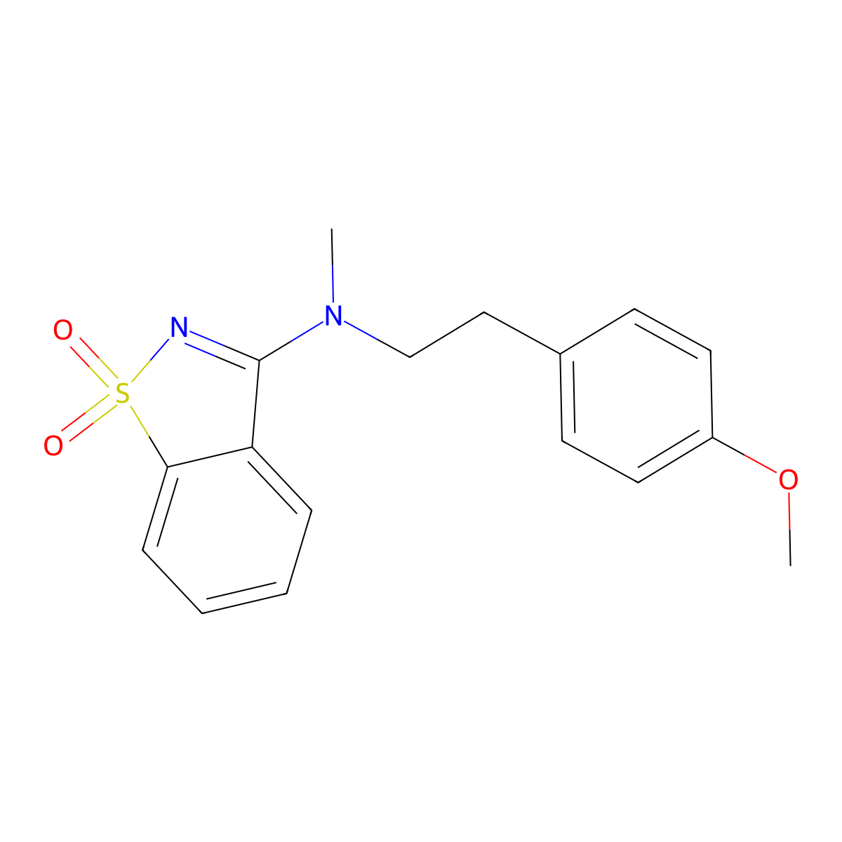 N-[2-(4-methoxyphenyl)ethyl]-N-methyl-1,1-dioxo-1,2-benzothiazol-3-amine molecular structure, CAS 2742031-28-1