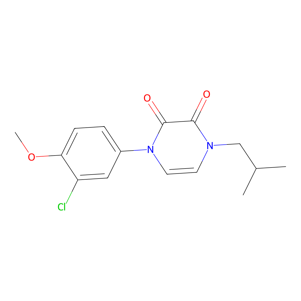 1-(3-Chloro-4-methoxyphenyl)-4-(2-methylpropyl)-1,2,3,4-tetrahydropyrazine-2,3-dione molecular structure, CAS 2742031-33-8