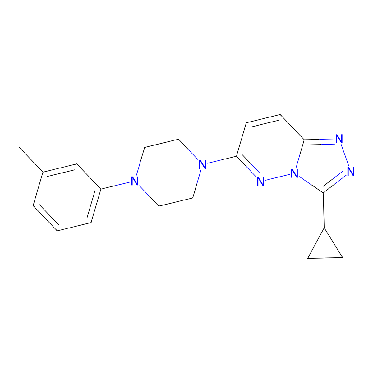 1-{3-Cyclopropyl-[1,2,4]triazolo[4,3-b]pyridazin-6-yl}-4-(3-methylphenyl)piperazine molecular structure, CAS 2742031-34-9