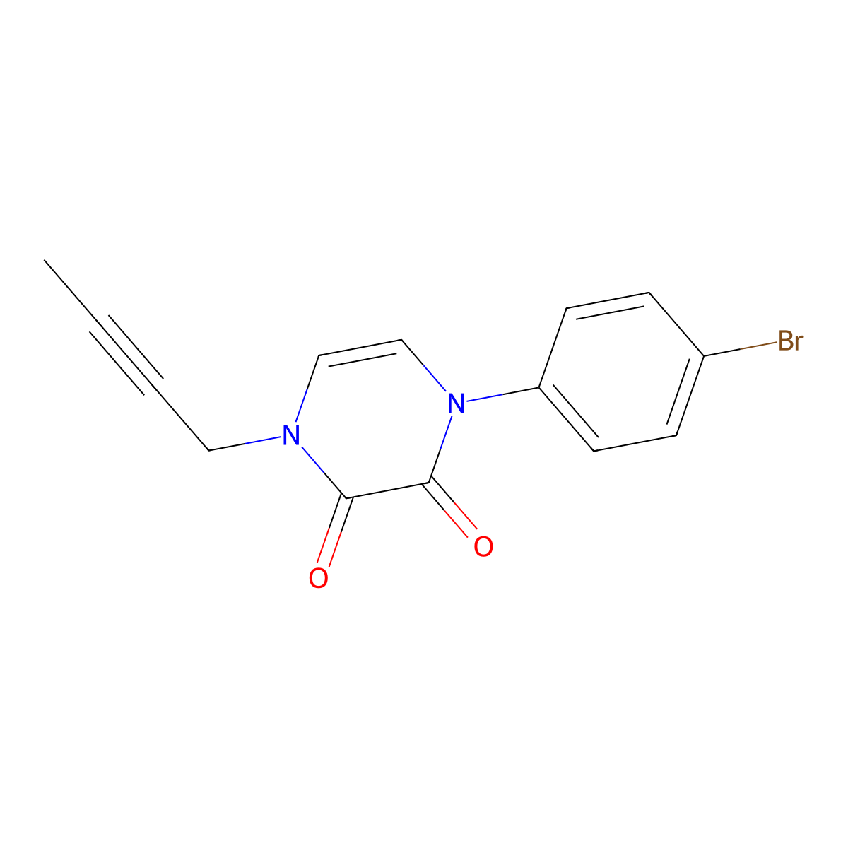 1-(4-Bromophenyl)-4-(but-2-yn-1-yl)-1,2,3,4-tetrahydropyrazine-2,3-dione molecular structure, CAS 2742031-37-2