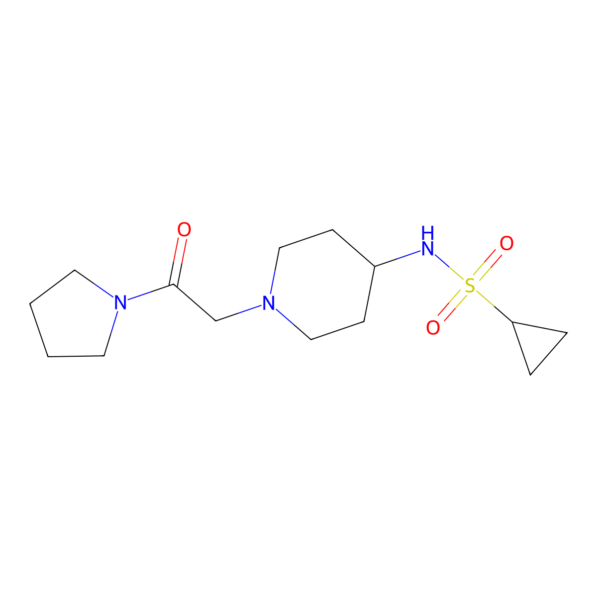 N-{1-[2-oxo-2-(pyrrolidin-1-yl)ethyl]piperidin-4-yl}cyclopropanesulfonamide molecular structure, CAS 2742031-40-7