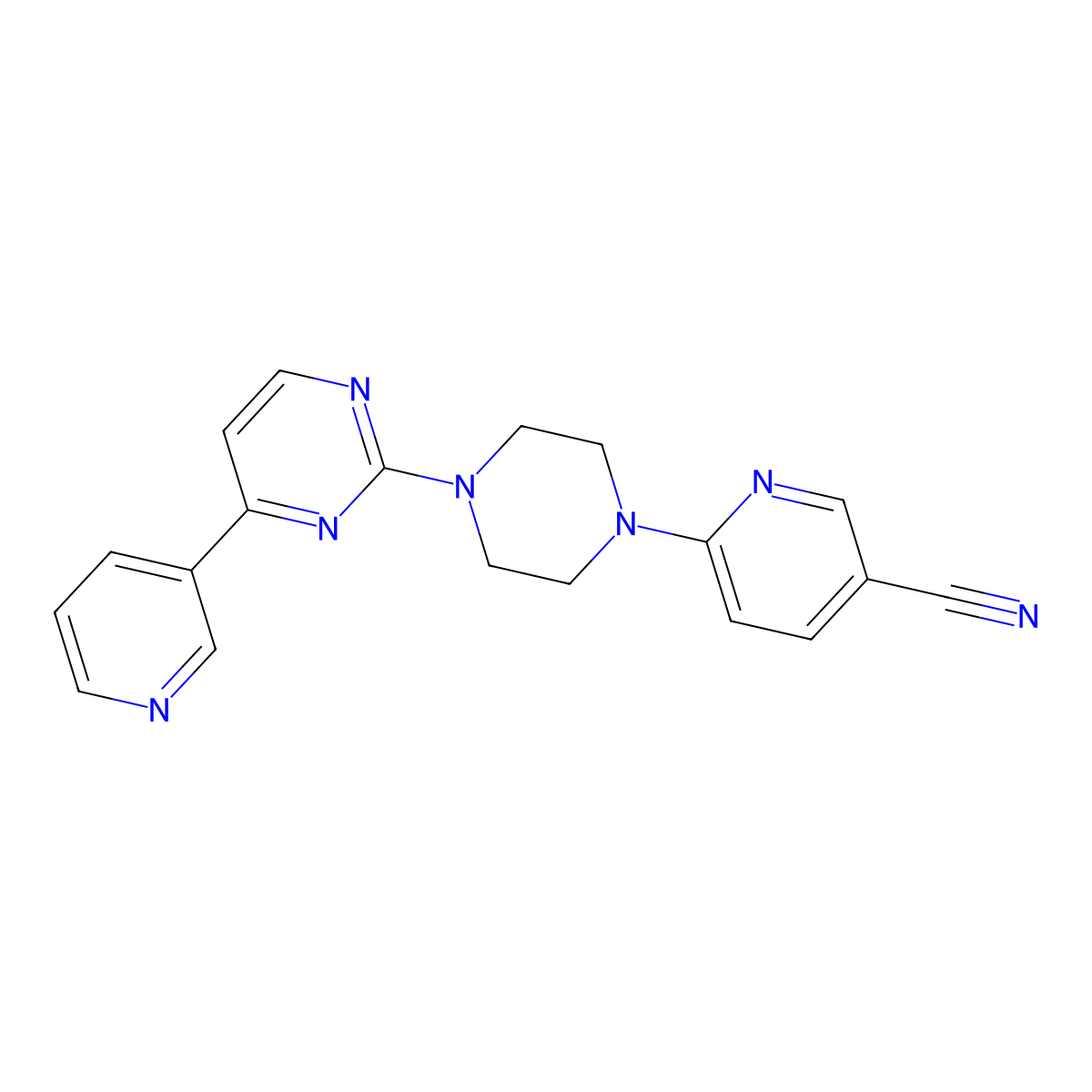 6-{4-[4-(Pyridin-3-yl)pyrimidin-2-yl]piperazin-1-yl}pyridine-3-carbonitrile molecular structure, CAS 2742031-50-9