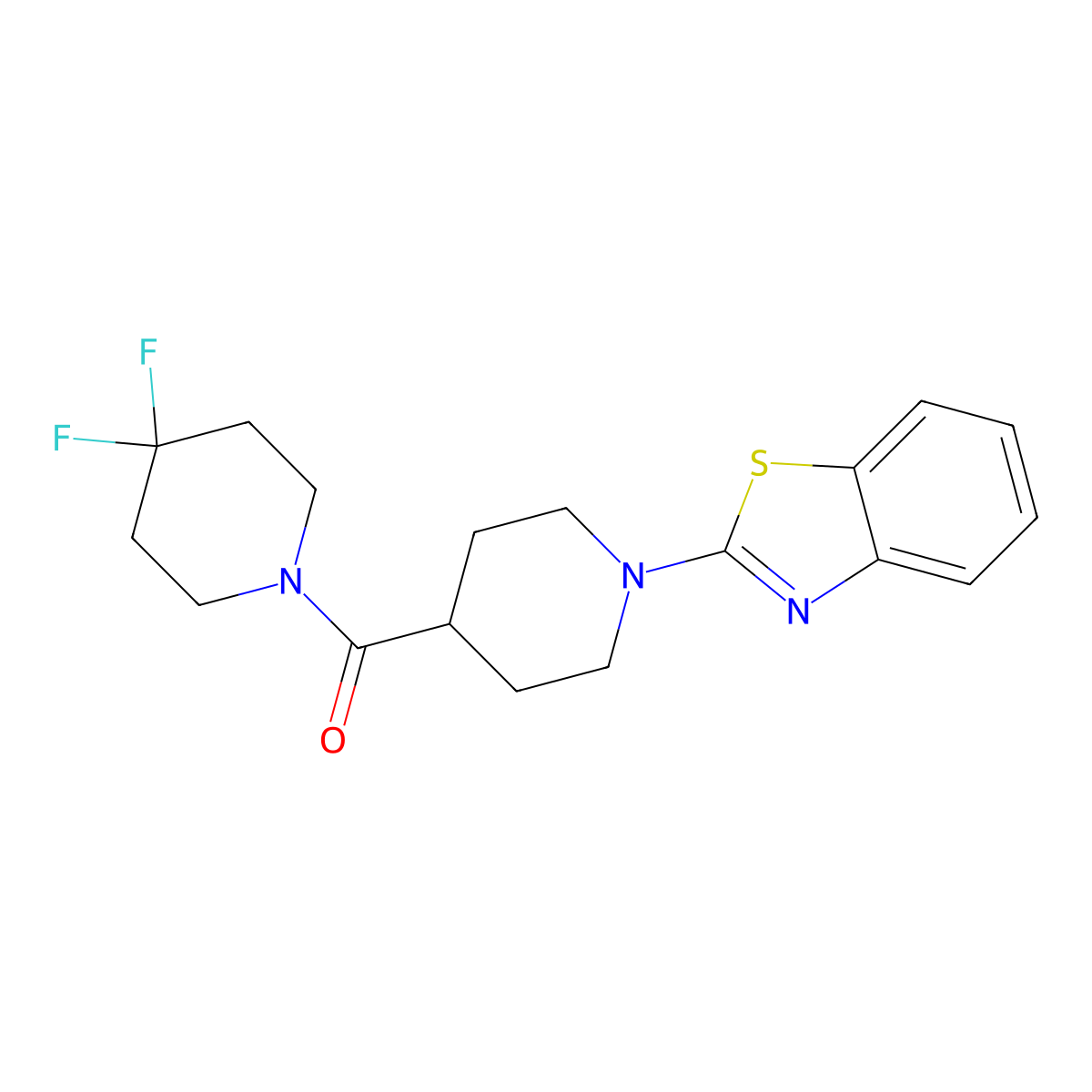 2-[4-(4,4-Difluoropiperidine-1-carbonyl)piperidin-1-yl]-1,3-benzothiazole molecular structure, CAS 2742031-56-5