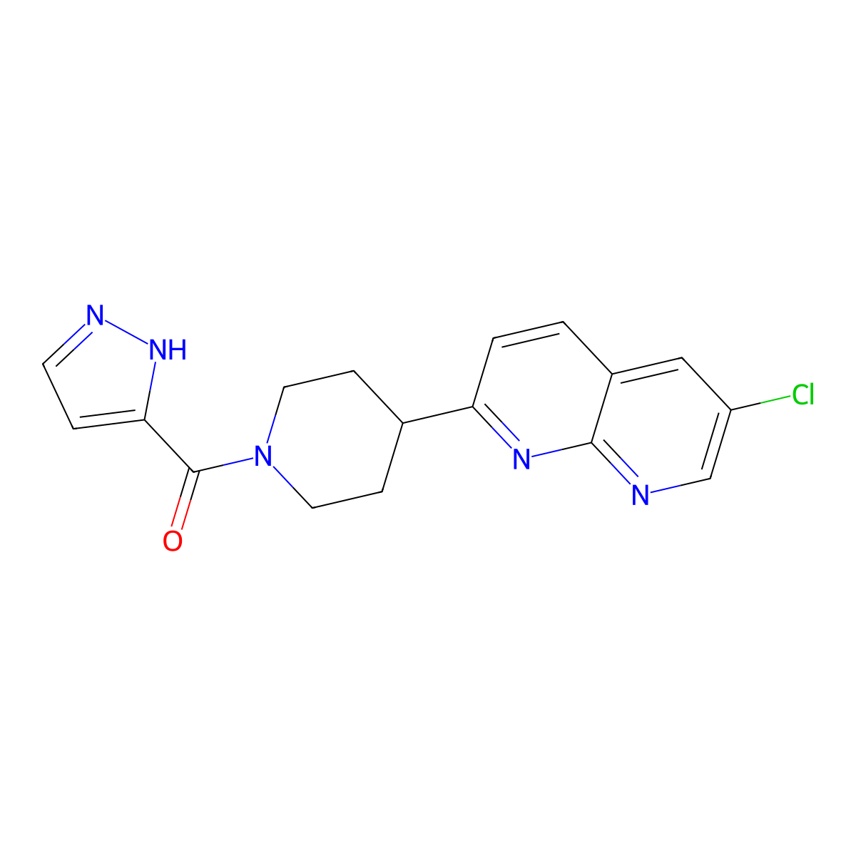 6-chloro-2-[1-(1H-pyrazole-3-carbonyl)piperidin-4-yl]-1,8-naphthyridine molecular structure, CAS 2742031-58-7