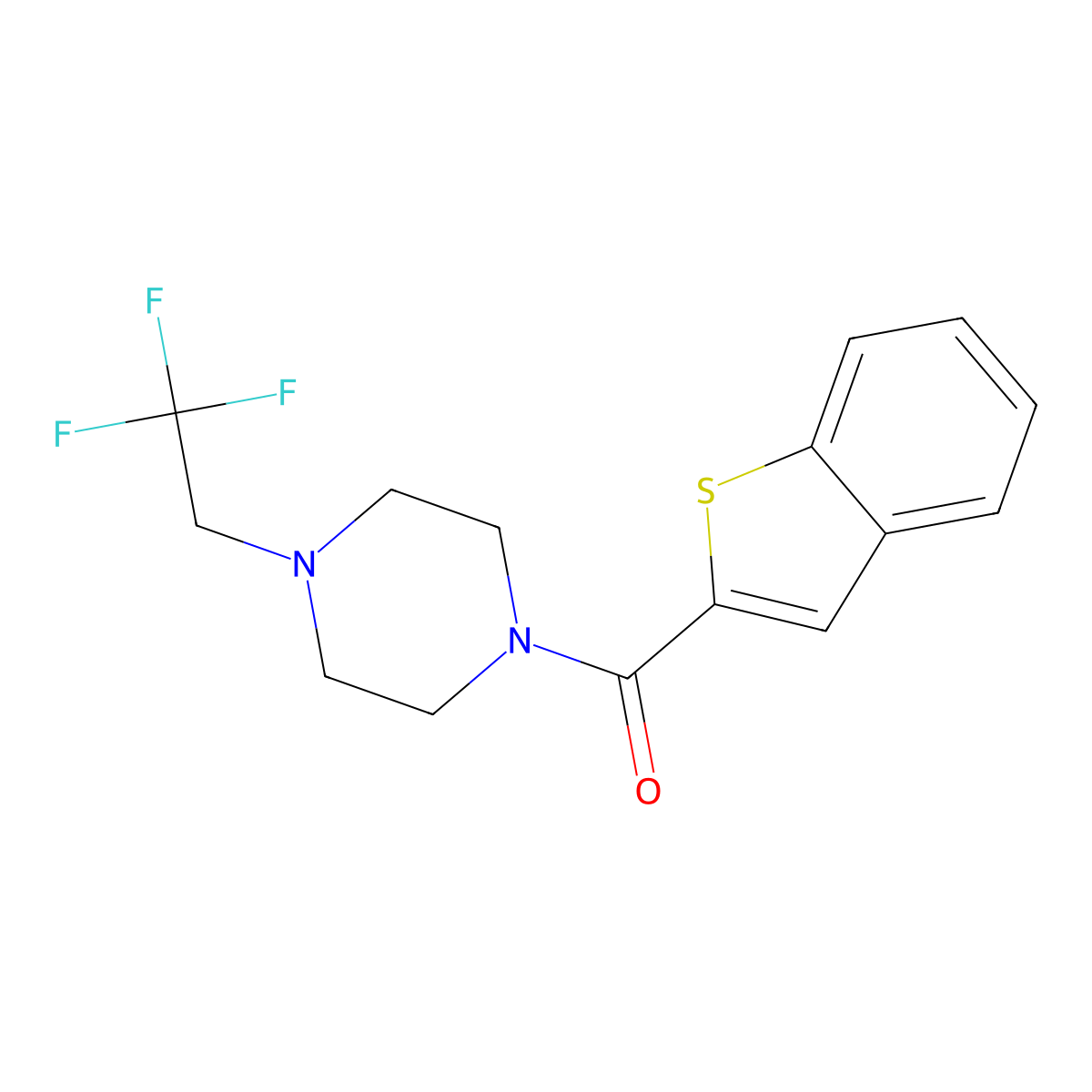 1-(1-Benzothiophene-2-carbonyl)-4-(2,2,2-trifluoroethyl)piperazine molecular structure, CAS 2742031-59-8