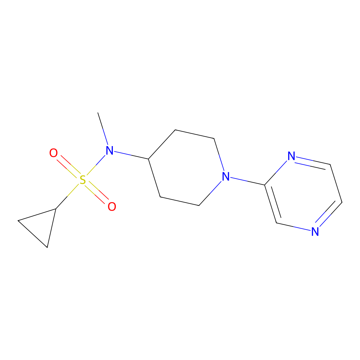 N-methyl-N-[1-(pyrazin-2-yl)piperidin-4-yl]cyclopropanesulfonamide molecular structure, CAS 2742031-64-5