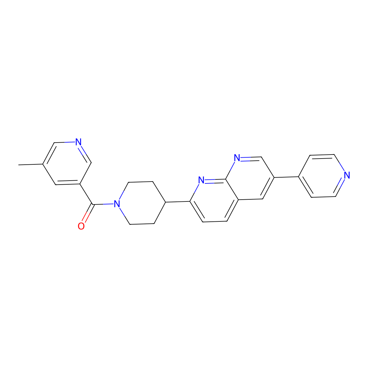 2-[1-(5-Methylpyridine-3-carbonyl)piperidin-4-yl]-6-(pyridin-4-yl)-1,8-naphthyridine molecular structure, CAS 2742031-67-8