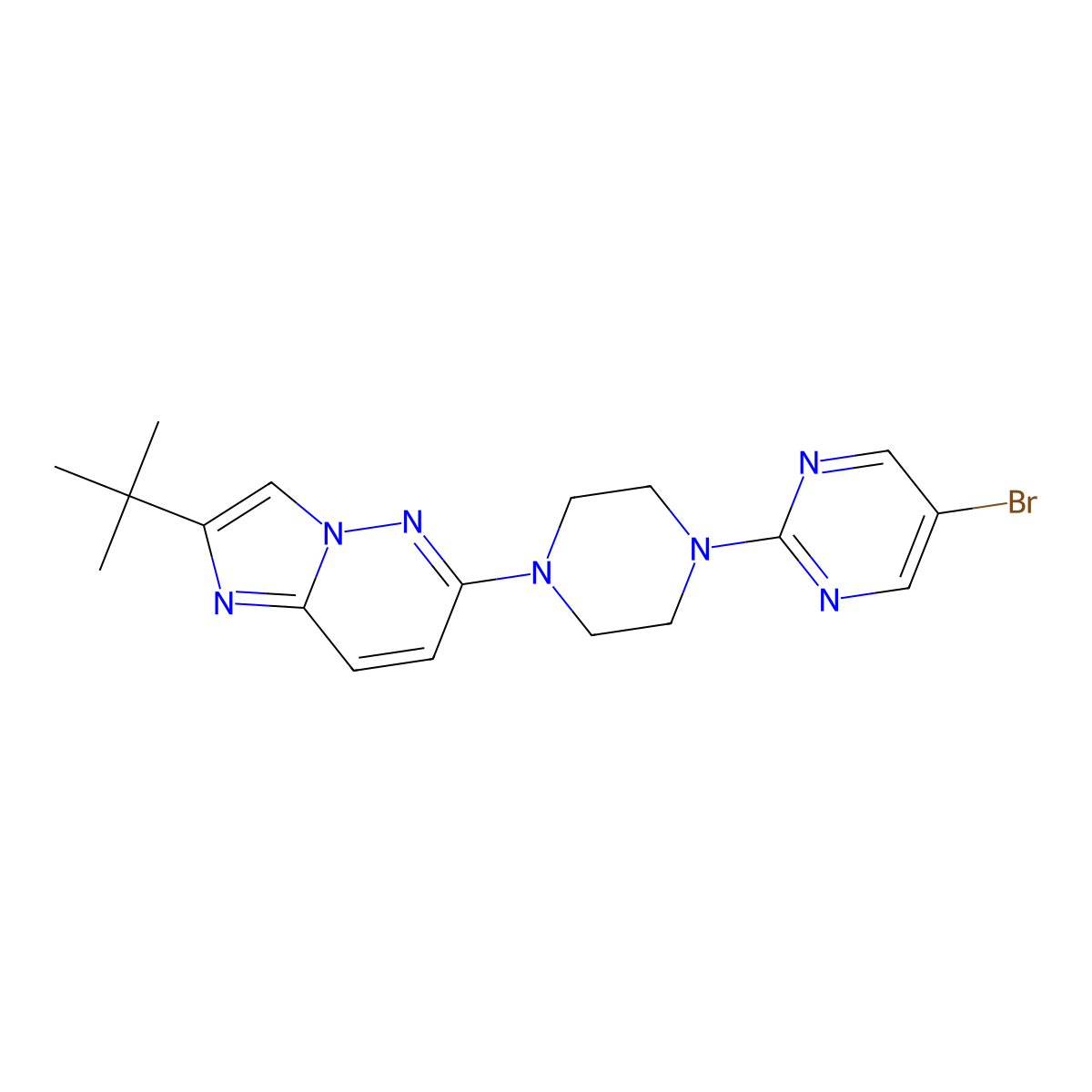5-Bromo-2-(4-{2-tert-butylimidazo[1,2-b]pyridazin-6-yl}piperazin-1-yl)pyrimidine molecular structure, CAS 2742031-68-9