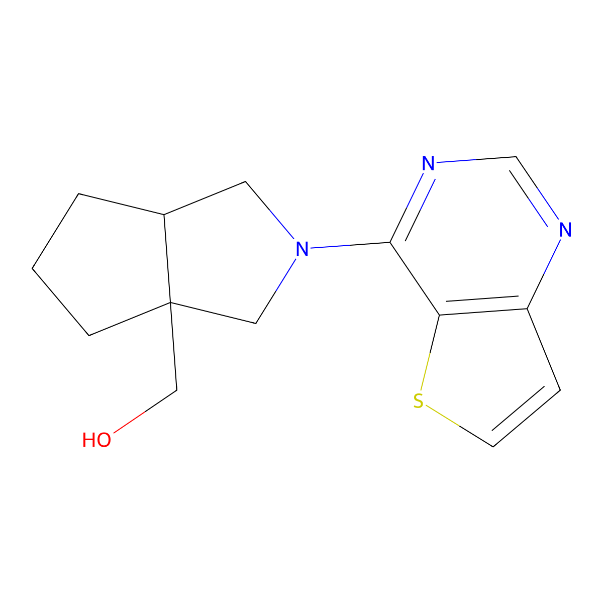 (2-{Thieno[3,2-d]pyrimidin-4-yl}-octahydrocyclopenta[c]pyrrol-3a-yl)methanol molecular structure, CAS 2742031-70-3