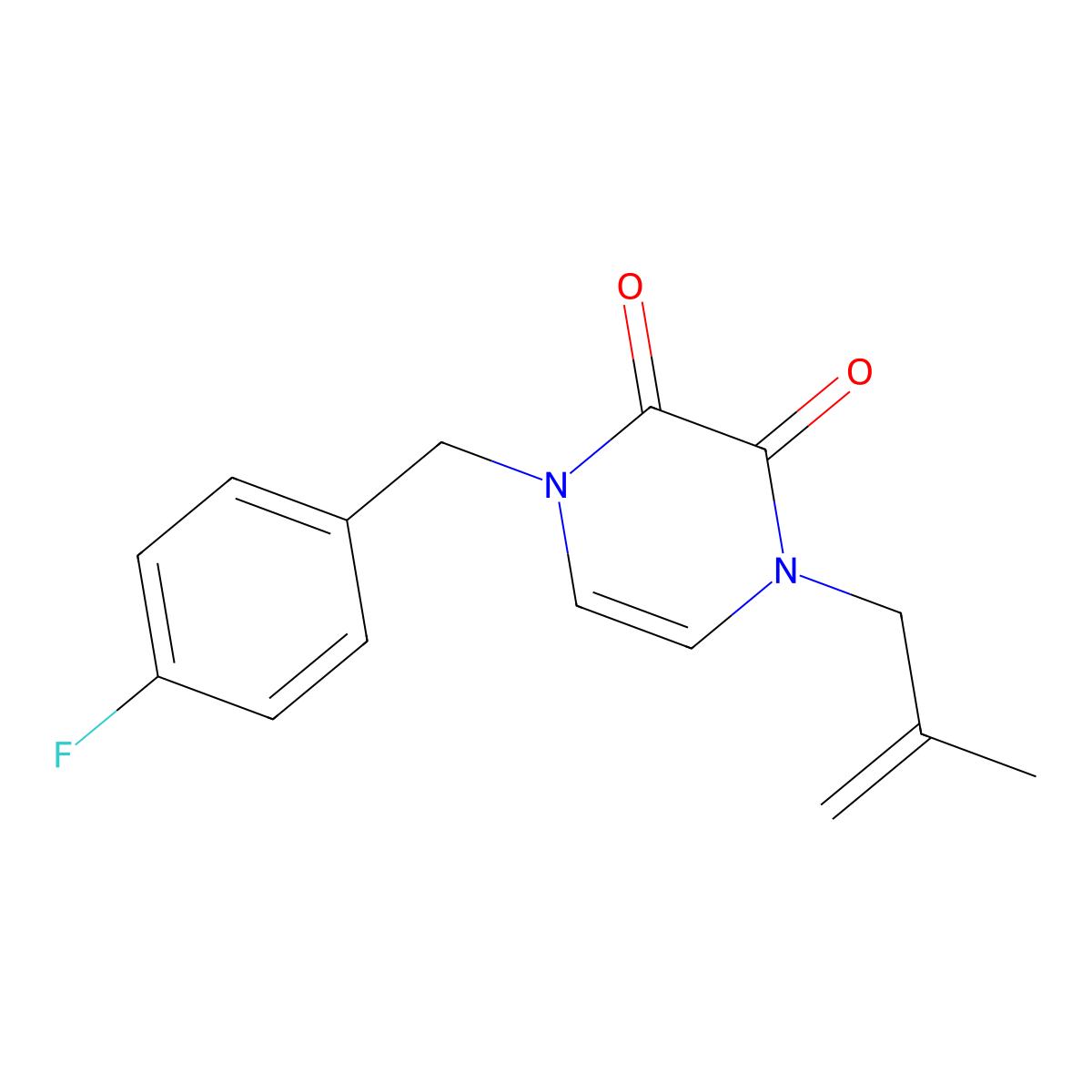 1-[(4-Fluorophenyl)methyl]-4-(2-methylprop-2-en-1-yl)-1,2,3,4-tetrahydropyrazine-2,3-dione molecular structure, CAS 2742031-71-4