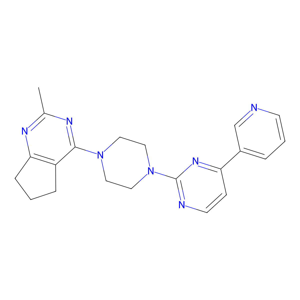 2-(4-{2-methyl-5H,6H,7H-cyclopenta[d]pyrimidin-4-yl}piperazin-1-yl)-4-(pyridin-3-yl)pyrimidine molecular structure, CAS 2742031-72-5