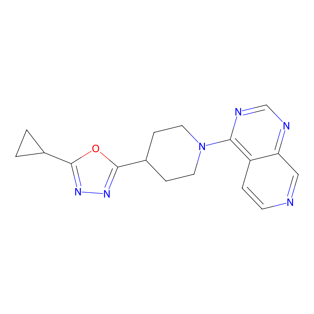 4-(5-Cyclopropyl-1,3,4-oxadiazol-2-yl)-1-{pyrido[3,4-d]pyrimidin-4-yl}piperidine molecular structure, CAS 2742031-74-7