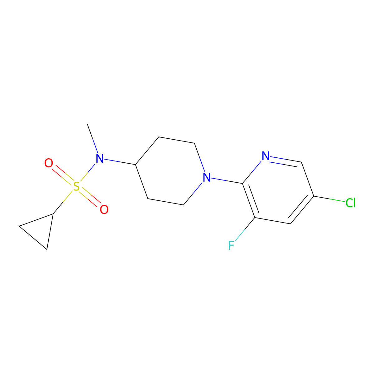 N-[1-(5-chloro-3-fluoropyridin-2-yl)piperidin-4-yl]-N-methylcyclopropanesulfonamide molecular structure, CAS 2742031-75-8