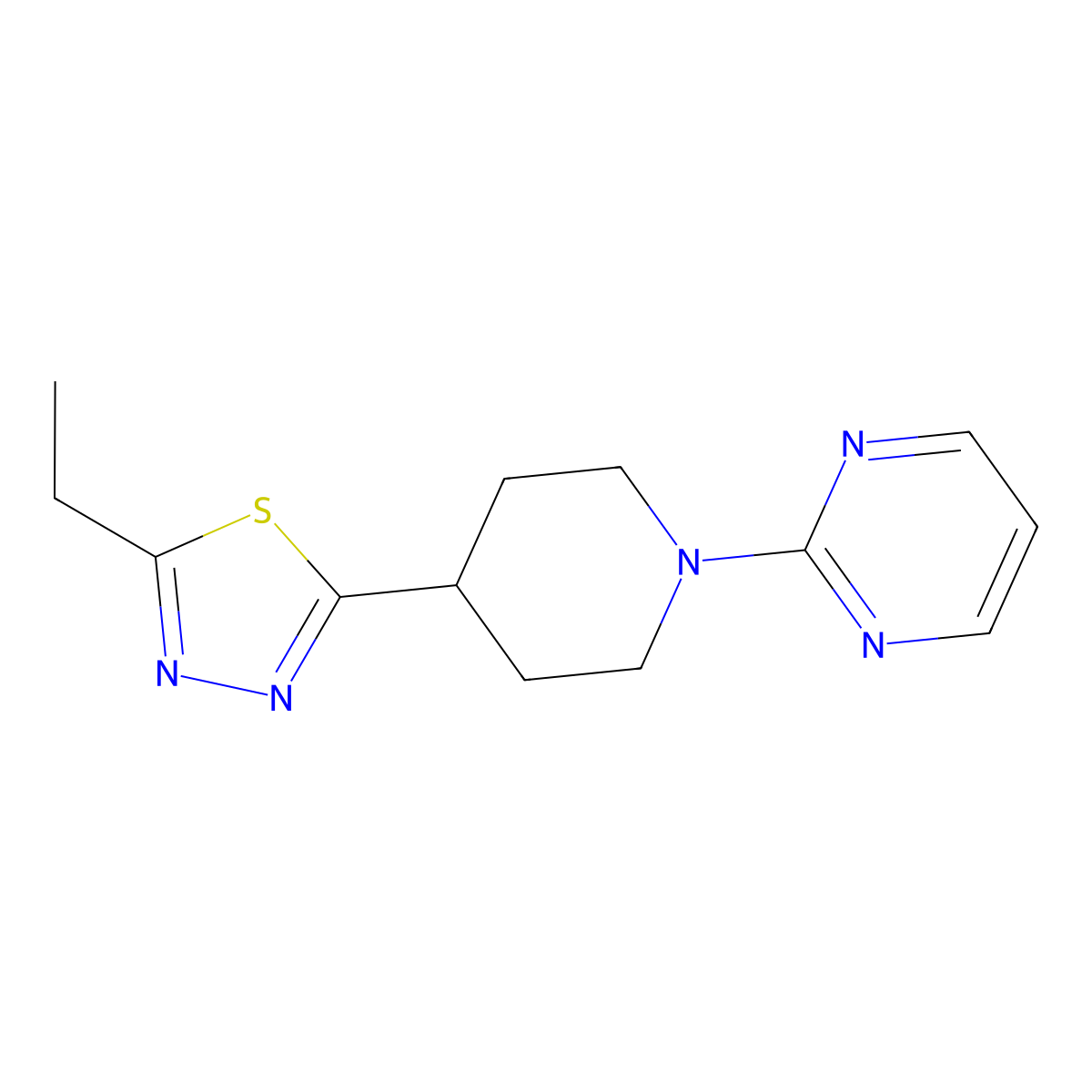 2-[4-(5-Ethyl-1,3,4-thiadiazol-2-yl)piperidin-1-yl]pyrimidine molecular structure, CAS 2742031-80-5