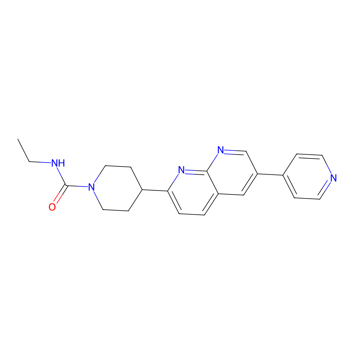 N-ethyl-4-[6-(pyridin-4-yl)-1,8-naphthyridin-2-yl]piperidine-1-carboxamide molecular structure, CAS 2742031-86-1