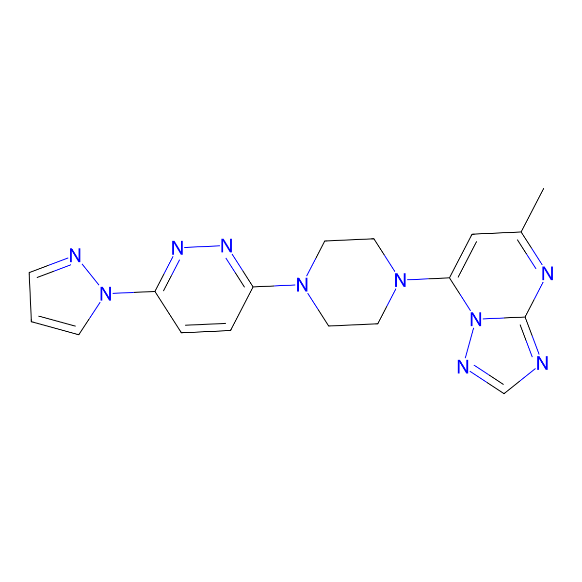 3-(4-{5-methyl-[1,2,4]triazolo[1,5-a]pyrimidin-7-yl}piperazin-1-yl)-6-(1H-pyrazol-1-yl)pyridazine molecular structure, CAS 2742031-90-7