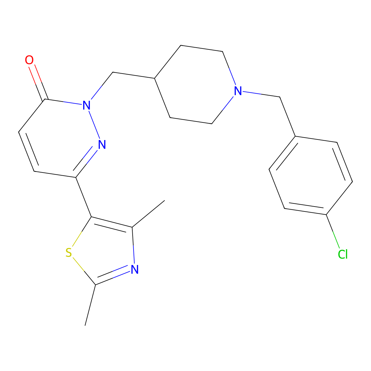 2-({1-[(4-Chlorophenyl)methyl]piperidin-4-yl}methyl)-6-(2,4-dimethyl-1,3-thiazol-5-yl)-2,3-dihydropyridazin-3-one molecular structure, CAS 2742031-94-1