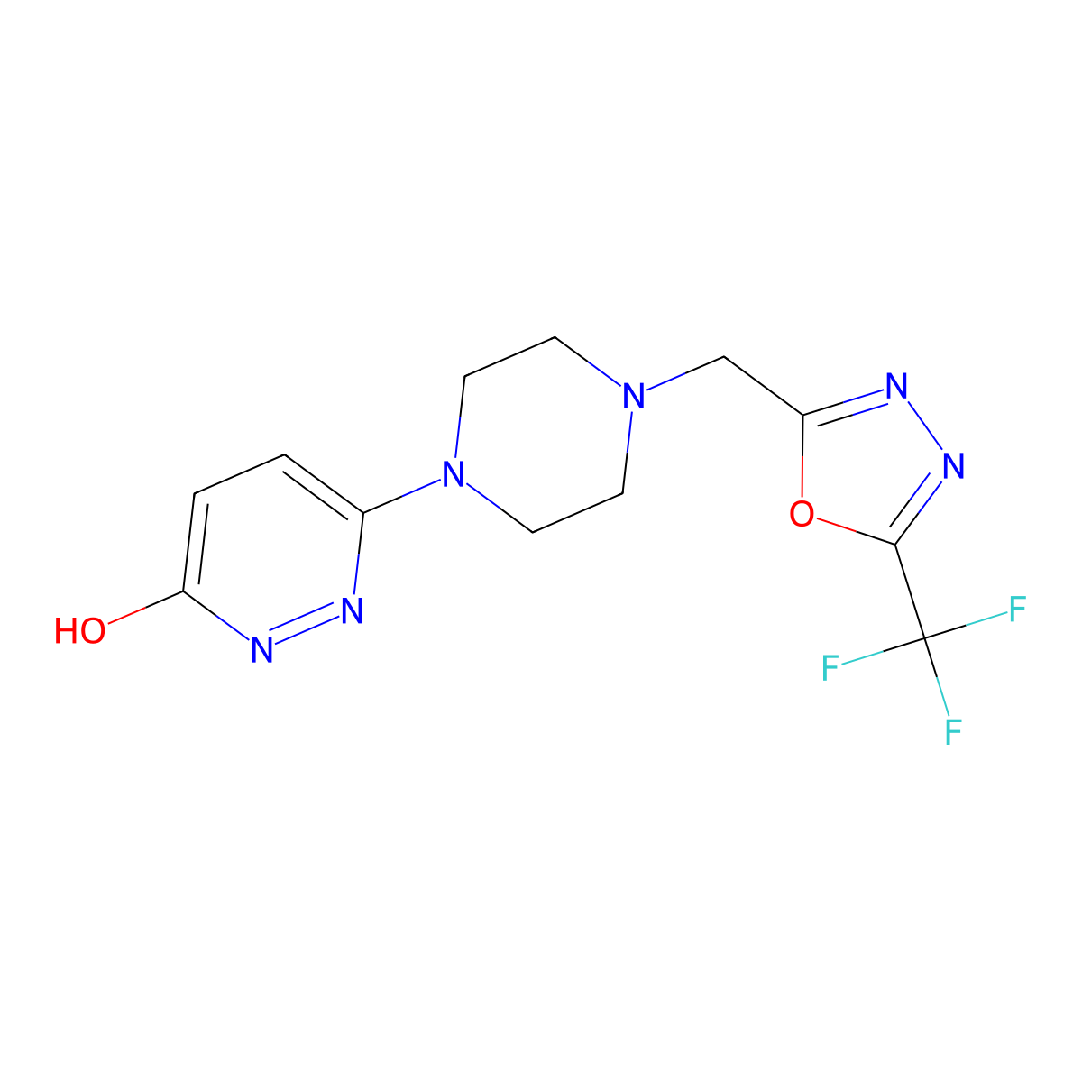 6-(4-{[5-(Trifluoromethyl)-1,3,4-oxadiazol-2-yl]methyl}piperazin-1-yl)pyridazin-3-ol molecular structure, CAS 2742032-01-3