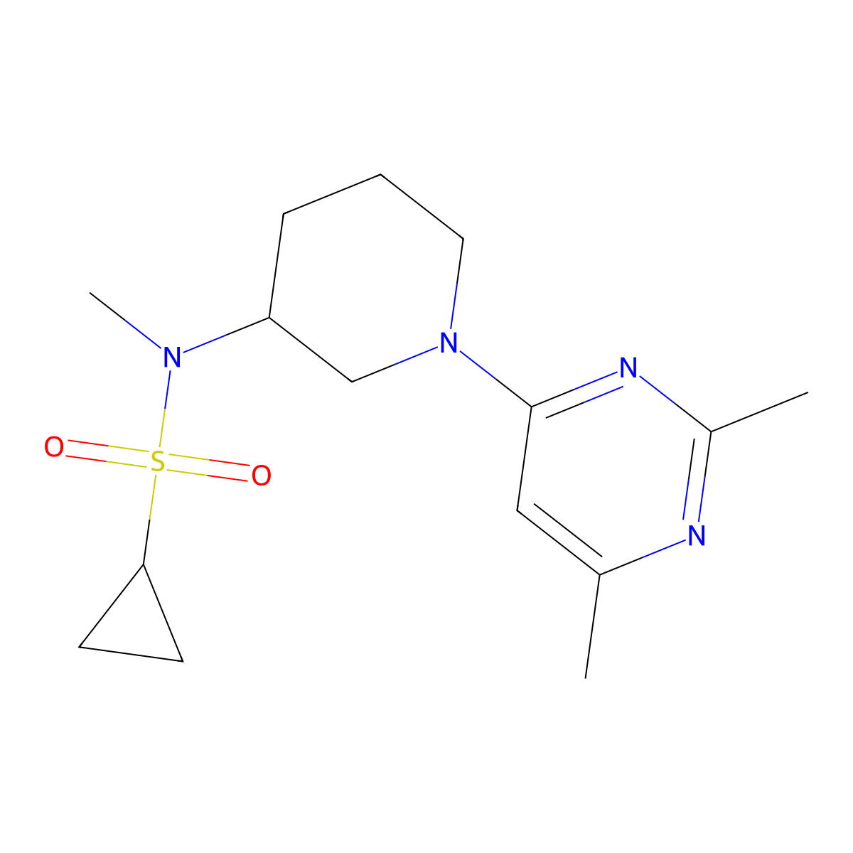N-[1-(2,6-dimethylpyrimidin-4-yl)piperidin-3-yl]-N-methylcyclopropanesulfonamide molecular structure, CAS 2742032-04-6