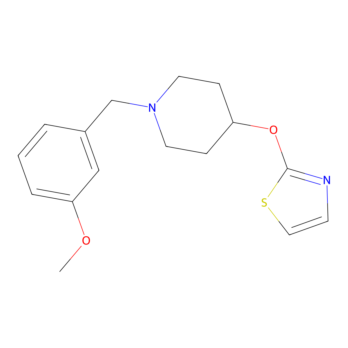 1-[(3-Methoxyphenyl)methyl]-4-(1,3-thiazol-2-yloxy)piperidine molecular structure, CAS 2742032-07-9