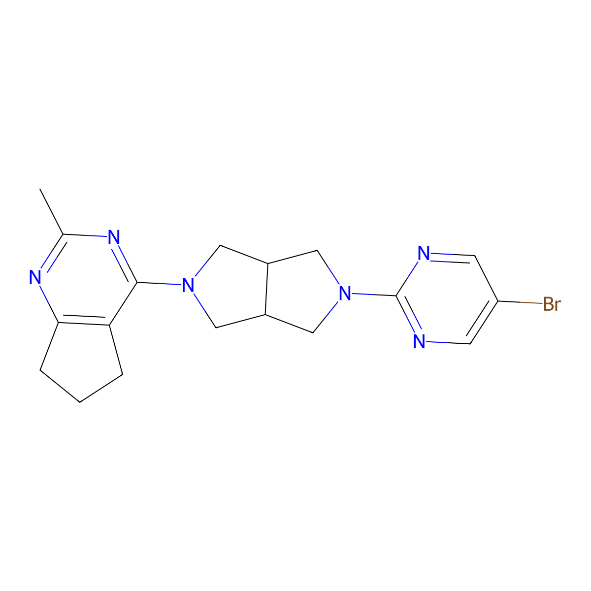 5-bromo-2-(5-{2-methyl-5H,6H,7H-cyclopenta[d]pyrimidin-4-yl}-octahydropyrrolo[3,4-c]pyrrol-2-yl)pyrimidine molecular structure, CAS 2742032-14-8