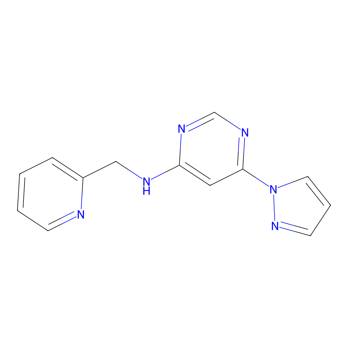 6-(1H-pyrazol-1-yl)-N-[(pyridin-2-yl)methyl]pyrimidin-4-amine molecular structure, CAS 2742032-22-8