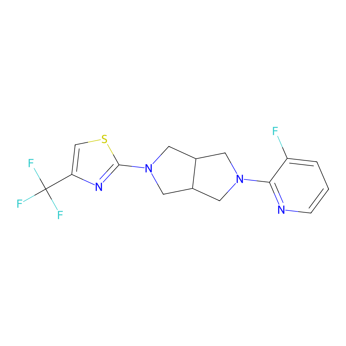 3-Fluoro-2-{5-[4-(trifluoromethyl)-1,3-thiazol-2-yl]-octahydropyrrolo[3,4-c]pyrrol-2-yl}pyridine molecular structure, CAS 2742032-24-0
