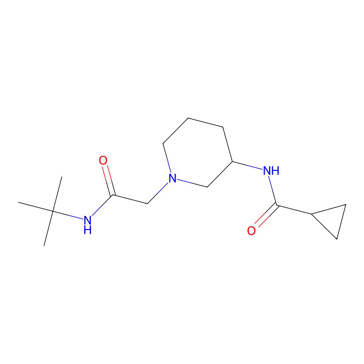 N-{1-[(tert-butylcarbamoyl)methyl]piperidin-3-yl}cyclopropanecarboxamide molecular structure, CAS 2742032-30-8