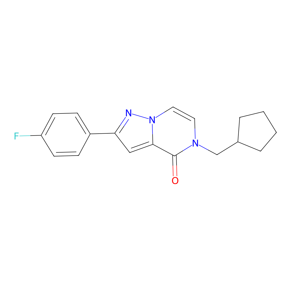 5-(cyclopentylmethyl)-2-(4-fluorophenyl)-4H,5H-pyrazolo[1,5-a]pyrazin-4-one molecular structure, CAS 2742032-33-1