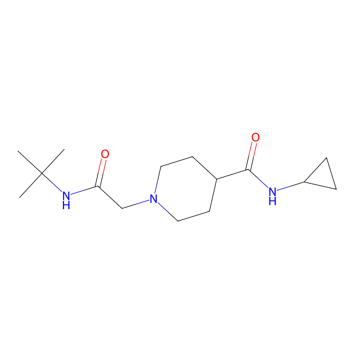 1-[(tert-butylcarbamoyl)methyl]-N-cyclopropylpiperidine-4-carboxamide molecular structure, CAS 2742032-36-4