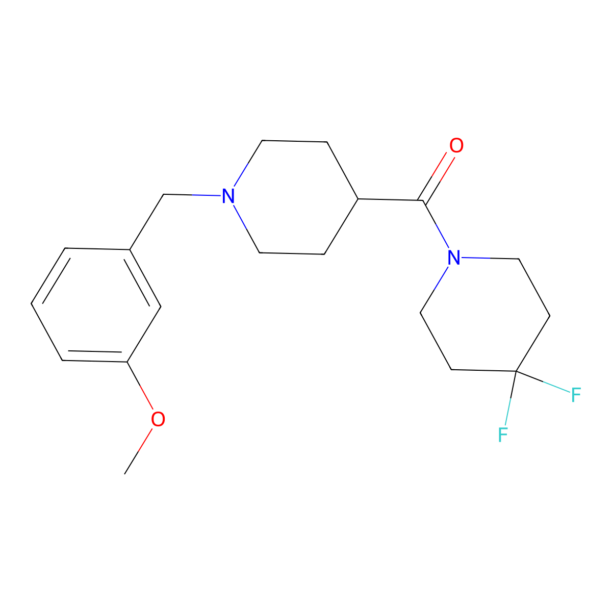 4,4-Difluoro-1-{1-[(3-methoxyphenyl)methyl]piperidine-4-carbonyl}piperidine molecular structure, CAS 2742032-37-5