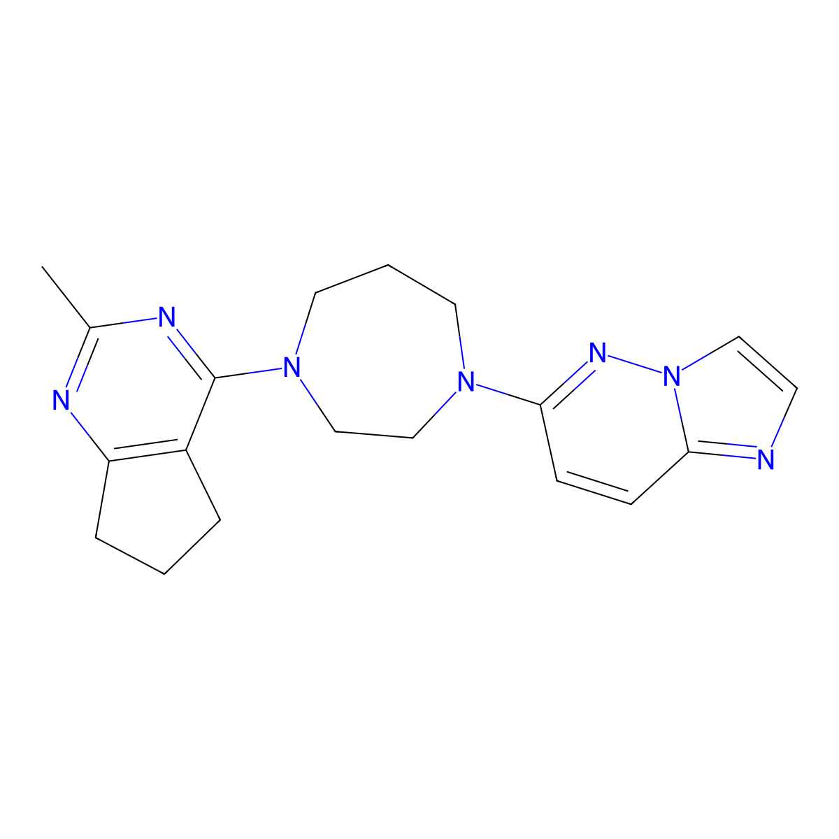 1-{imidazo[1,2-b]pyridazin-6-yl}-4-{2-methyl-5H,6H,7H-cyclopenta[d]pyrimidin-4-yl}-1,4-diazepane molecular structure, CAS 2742032-40-0