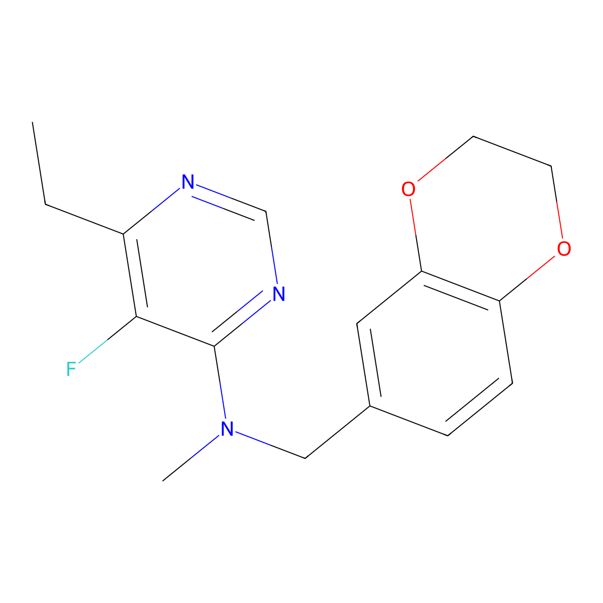 N-[(2,3-dihydro-1,4-benzodioxin-6-yl)methyl]-6-ethyl-5-fluoro-N-methylpyrimidin-4-amine molecular structure, CAS 2742032-44-4