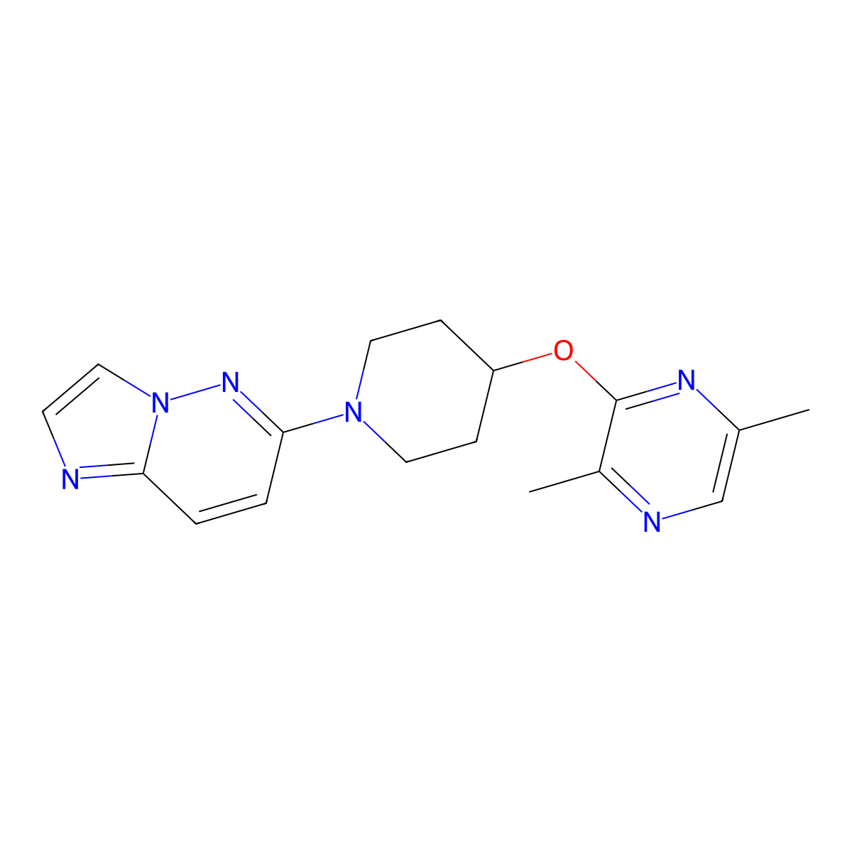 3-[(1-{Imidazo[1,2-b]pyridazin-6-yl}piperidin-4-yl)oxy]-2,5-dimethylpyrazine molecular structure, CAS 2742032-50-2