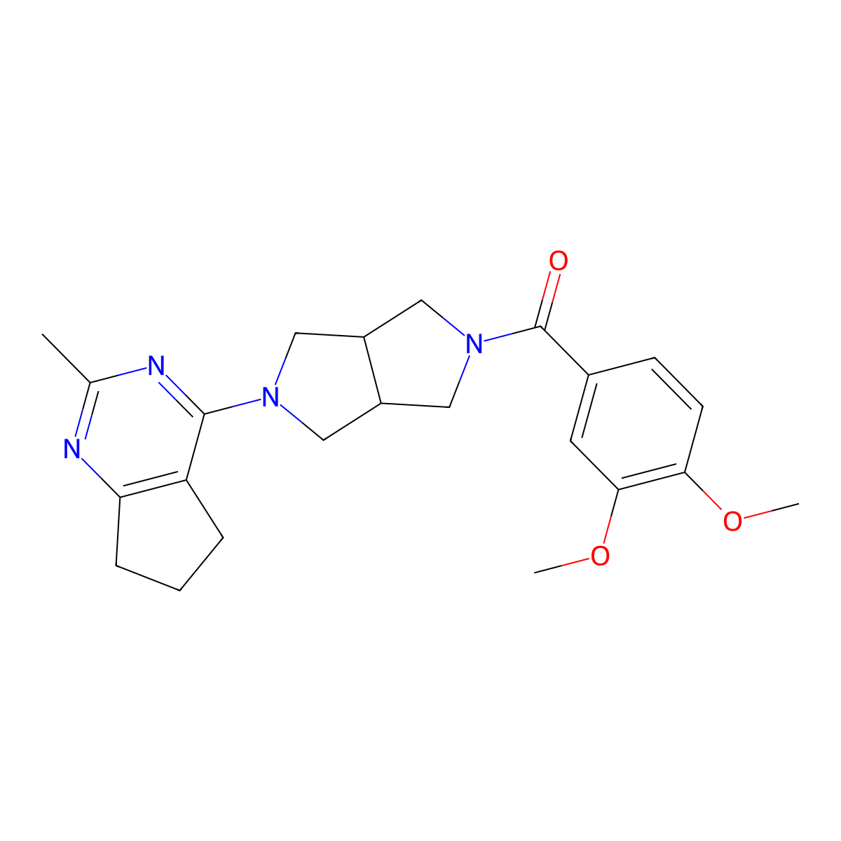 2-(3,4-dimethoxybenzoyl)-5-{2-methyl-5H,6H,7H-cyclopenta[d]pyrimidin-4-yl}-octahydropyrrolo[3,4-c]pyrrole molecular structure, CAS 2742032-53-5