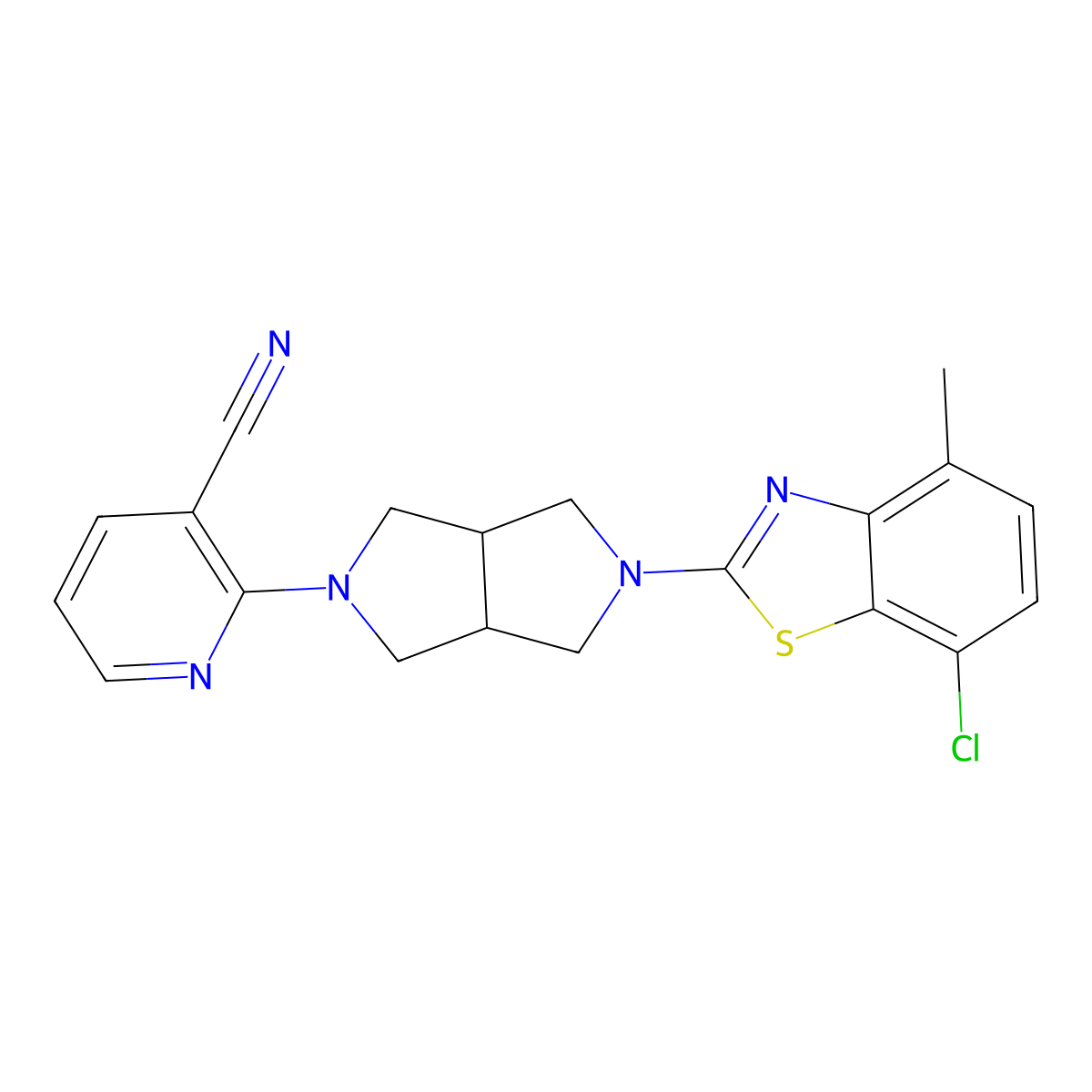 2-[5-(7-Chloro-4-methyl-1,3-benzothiazol-2-yl)-octahydropyrrolo[3,4-c]pyrrol-2-yl]pyridine-3-carbonitrile molecular structure, CAS 2742032-60-4