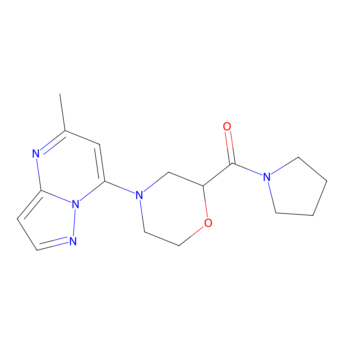 4-{5-Methylpyrazolo[1,5-a]pyrimidin-7-yl}-2-(pyrrolidine-1-carbonyl)morpholine molecular structure, CAS 2742032-63-7