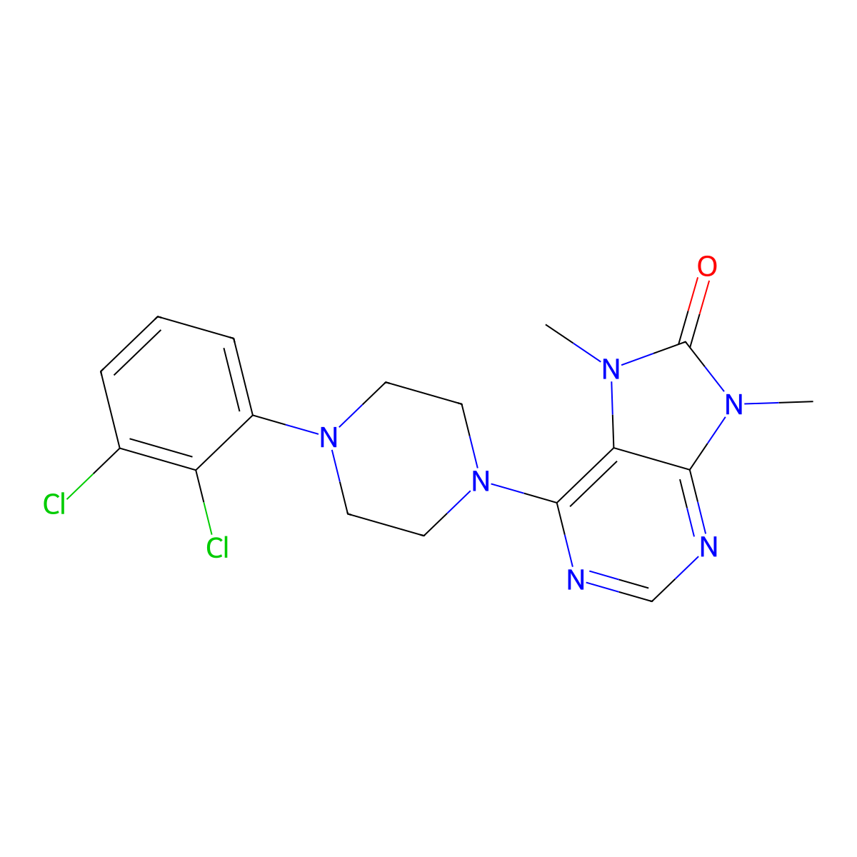 6-[4-(2,3-dichlorophenyl)piperazin-1-yl]-7,9-dimethyl-8,9-dihydro-7H-purin-8-one molecular structure, CAS 2742032-66-0