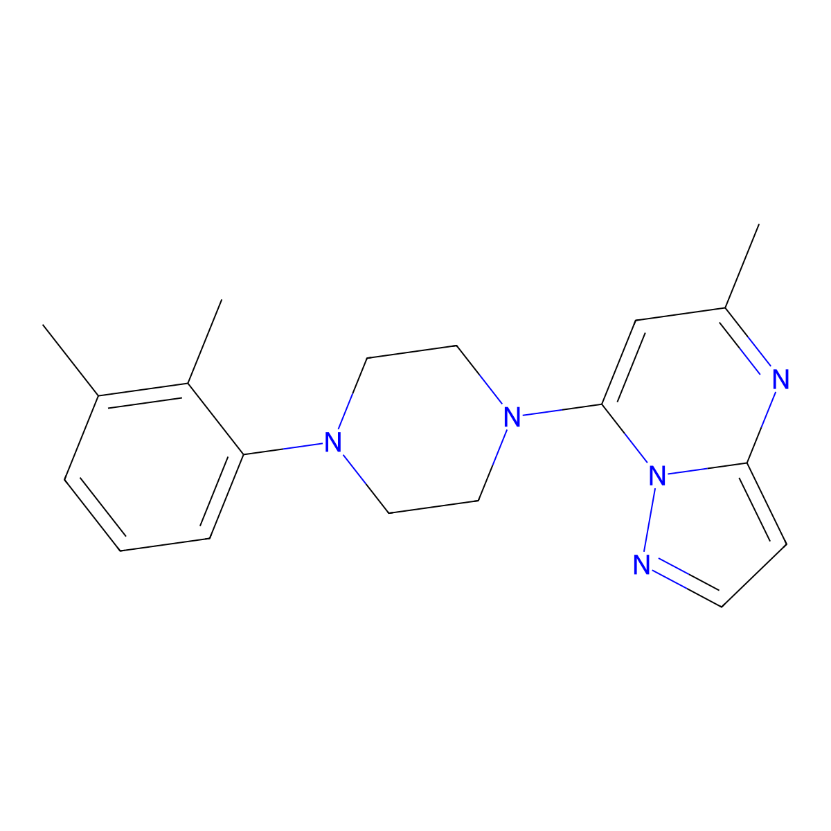 1-(2,3-Dimethylphenyl)-4-{5-methylpyrazolo[1,5-a]pyrimidin-7-yl}piperazine molecular structure, CAS 2742032-72-8