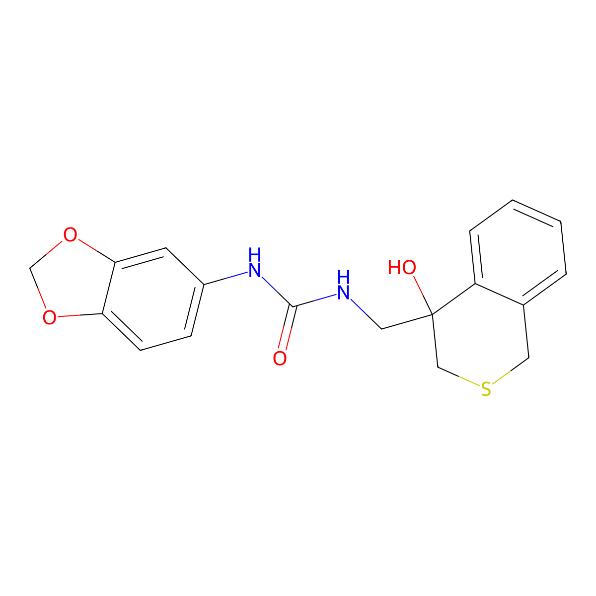 3-(2H-1,3-benzodioxol-5-yl)-1-[(4-hydroxy-3,4-dihydro-1H-2-benzothiopyran-4-yl)methyl]urea molecular structure, CAS 2742032-75-1