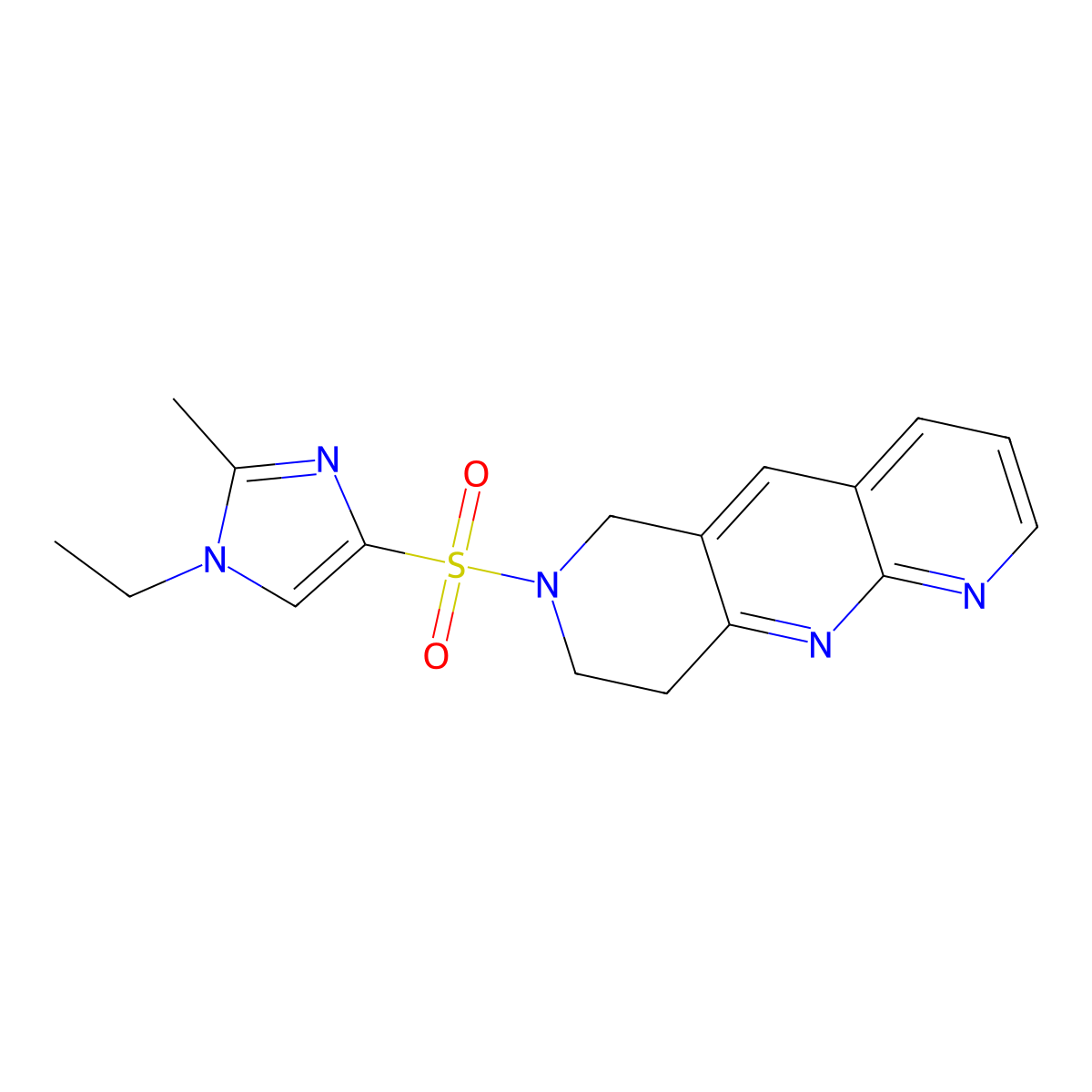 1-ethyl-2-methyl-4-{6H,7H,8H,9H-pyrido[2,3-b]1,6-naphthyridine-7-sulfonyl}-1H-imidazole molecular structure, CAS 2742032-76-2