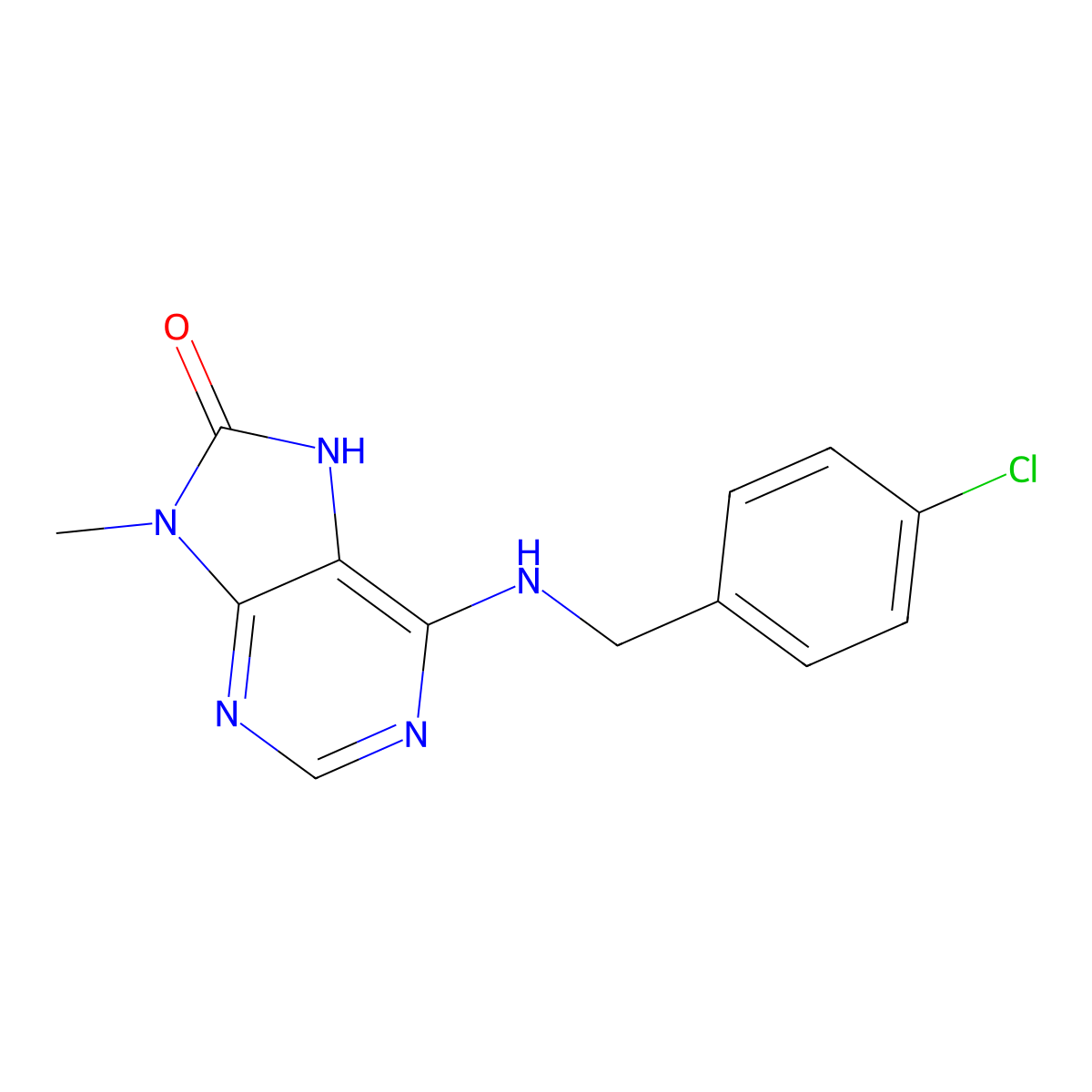 6-{[(4-chlorophenyl)methyl]amino}-9-methyl-8,9-dihydro-7H-purin-8-one molecular structure, CAS 2742032-81-9