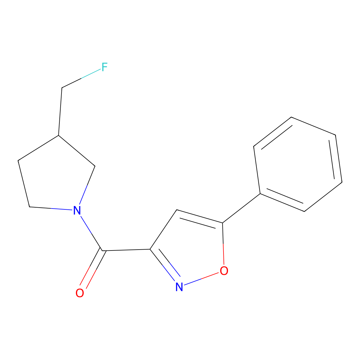 3-[3-(Fluoromethyl)pyrrolidine-1-carbonyl]-5-phenyl-1,2-oxazole molecular structure, CAS 2742032-86-4