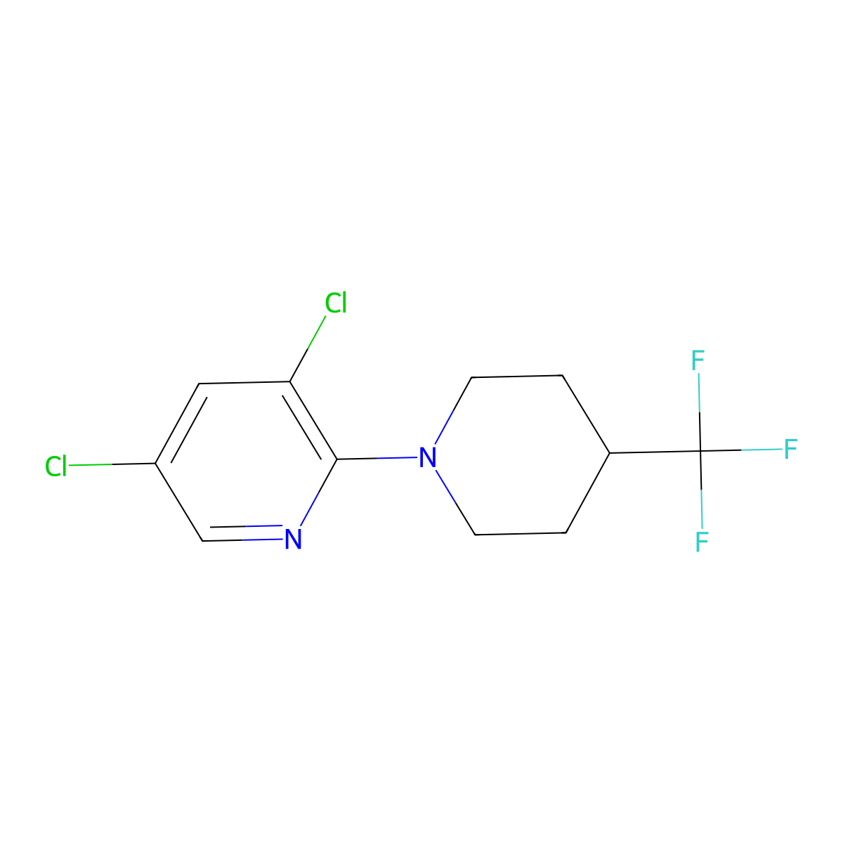 3,5-Dichloro-2-[4-(trifluoromethyl)piperidin-1-yl]pyridine molecular structure, CAS 2742032-94-4
