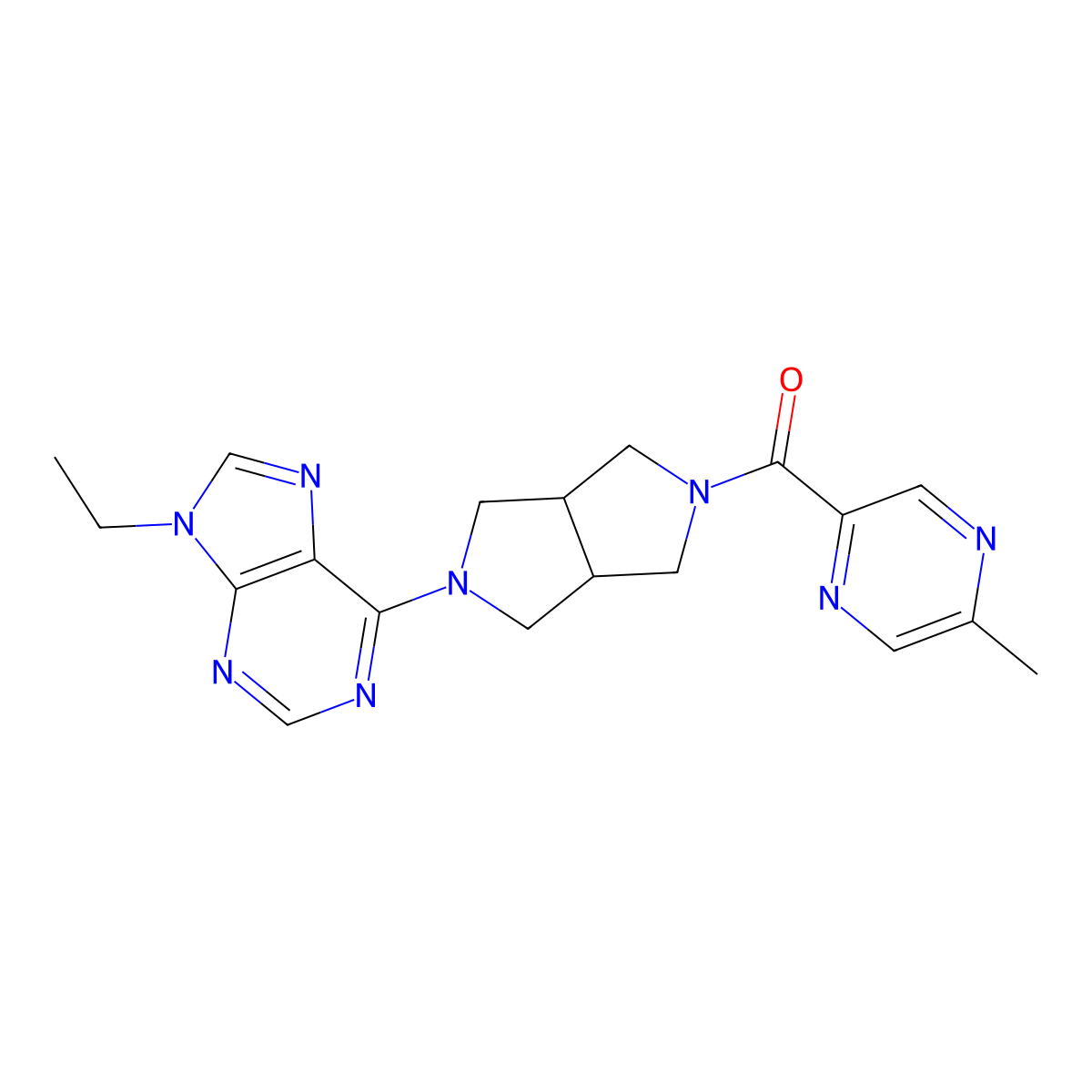 9-ethyl-6-[5-(5-methylpyrazine-2-carbonyl)-octahydropyrrolo[3,4-c]pyrrol-2-yl]-9H-purine molecular structure, CAS 2742033-00-5