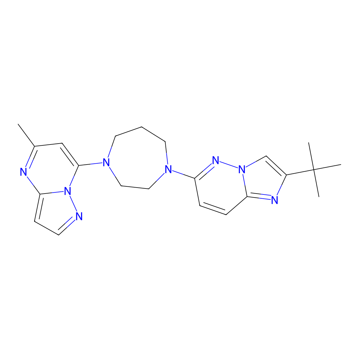1-{2-Tert-butylimidazo[1,2-b]pyridazin-6-yl}-4-{5-methylpyrazolo[1,5-a]pyrimidin-7-yl}-1,4-diazepane molecular structure, CAS 2742033-05-0