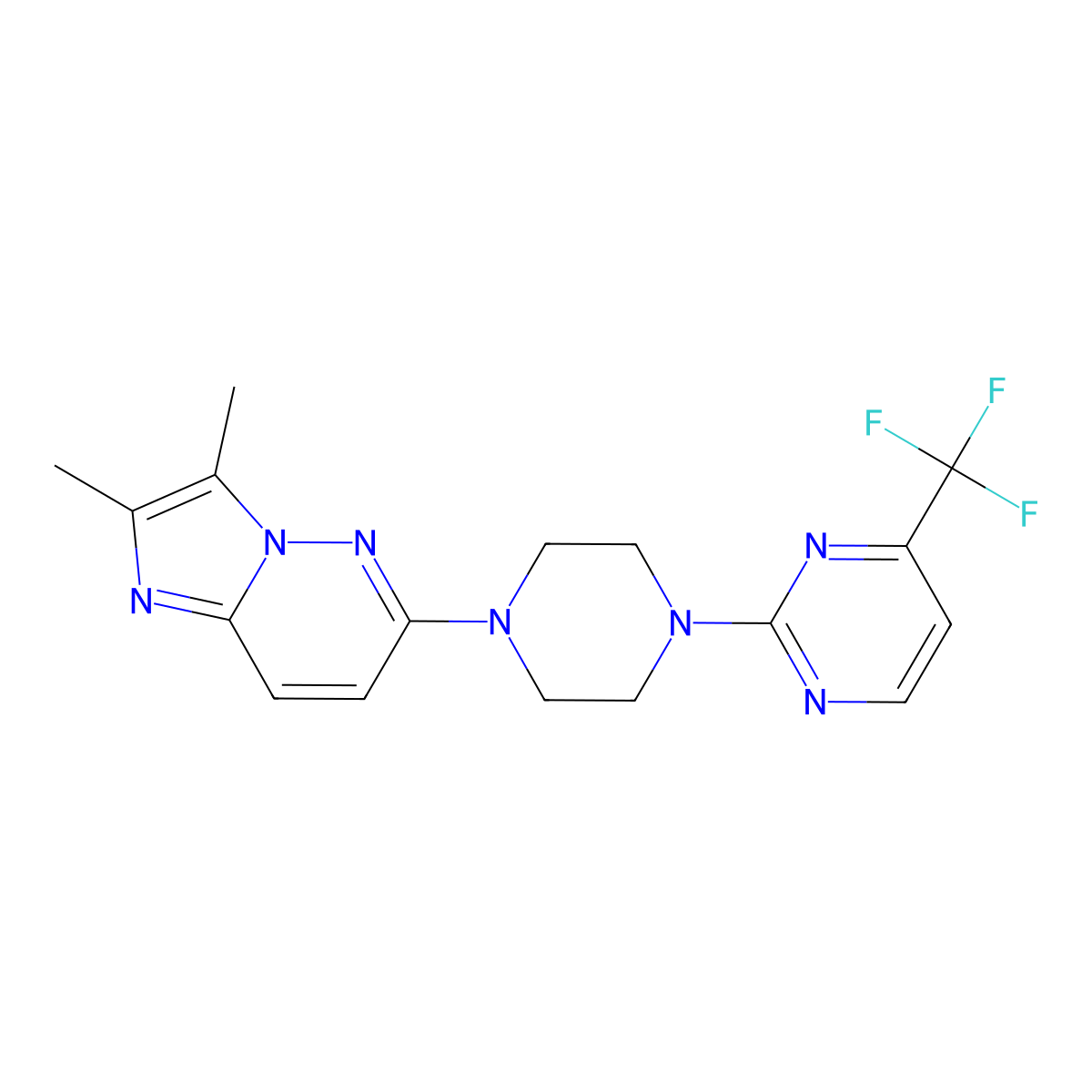 2-(4-{2,3-Dimethylimidazo[1,2-b]pyridazin-6-yl}piperazin-1-yl)-4-(trifluoromethyl)pyrimidine molecular structure, CAS 2742033-07-2